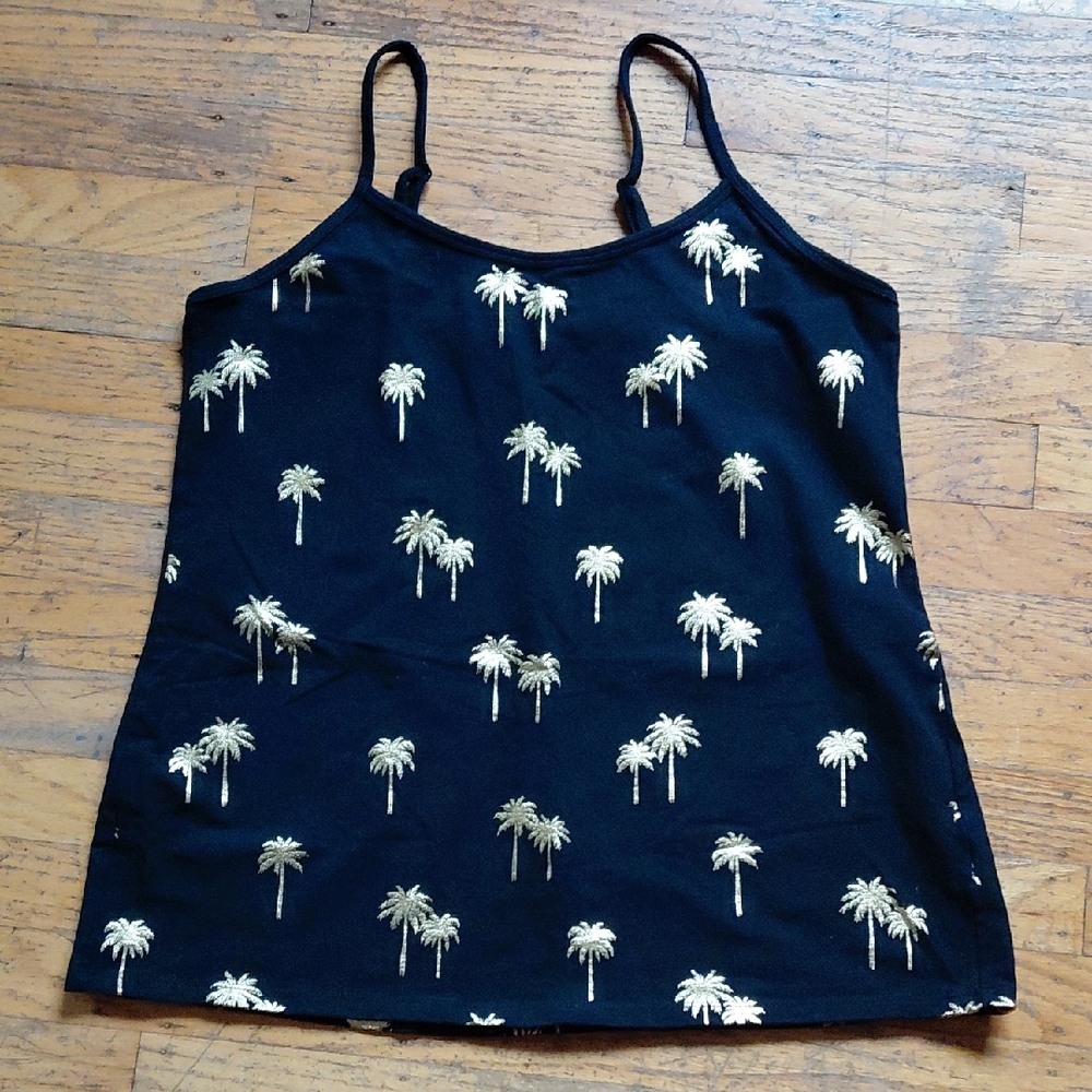 Torrid Black Tank Top with Gold Print